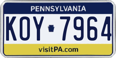 PA license plate KOY7964