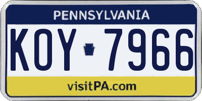 PA license plate KOY7966