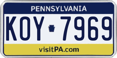 PA license plate KOY7969