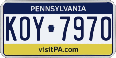 PA license plate KOY7970