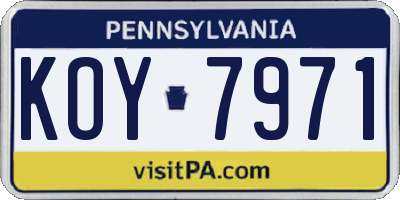 PA license plate KOY7971