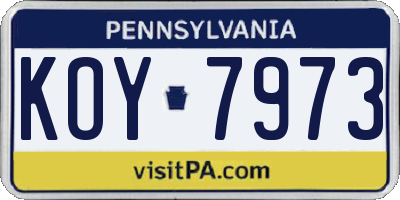 PA license plate KOY7973