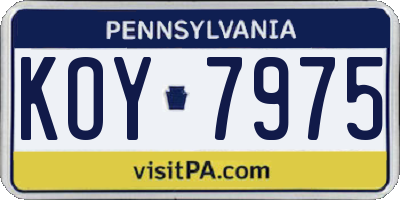 PA license plate KOY7975