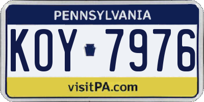 PA license plate KOY7976
