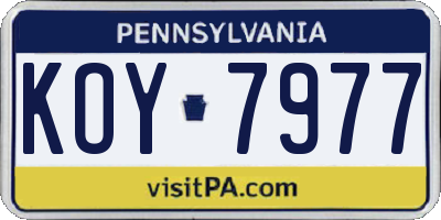PA license plate KOY7977