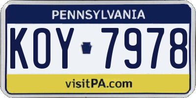 PA license plate KOY7978