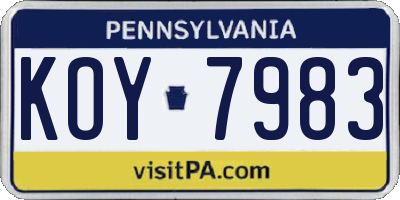 PA license plate KOY7983