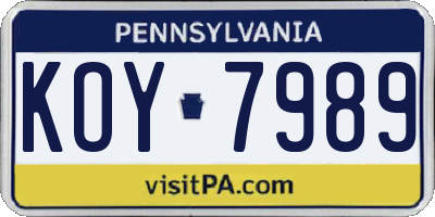 PA license plate KOY7989