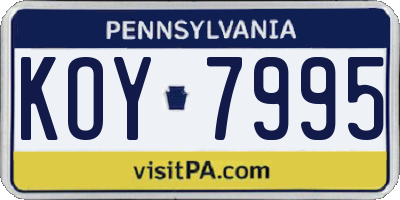 PA license plate KOY7995