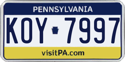 PA license plate KOY7997
