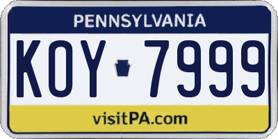PA license plate KOY7999