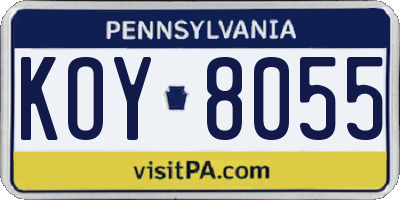 PA license plate KOY8055