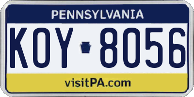 PA license plate KOY8056