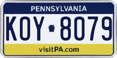 PA license plate KOY8079