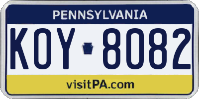 PA license plate KOY8082