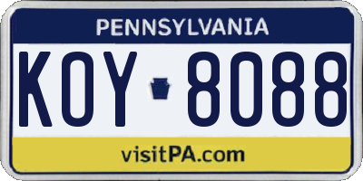 PA license plate KOY8088