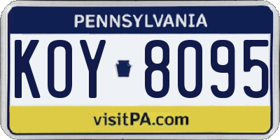 PA license plate KOY8095