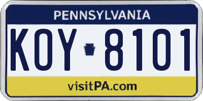 PA license plate KOY8101