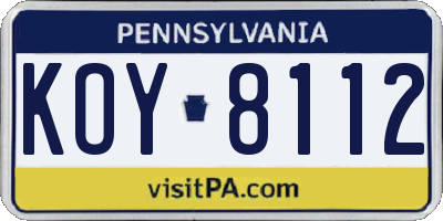 PA license plate KOY8112