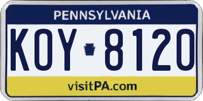 PA license plate KOY8120
