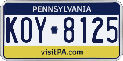 PA license plate KOY8125