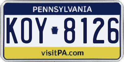 PA license plate KOY8126