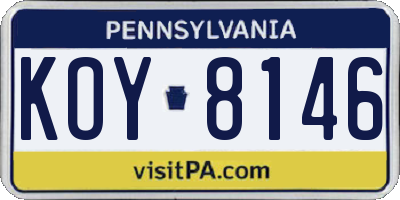 PA license plate KOY8146