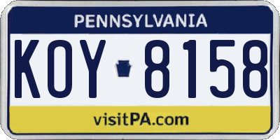 PA license plate KOY8158