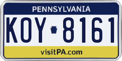 PA license plate KOY8161