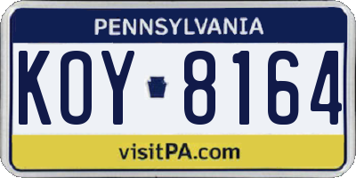 PA license plate KOY8164