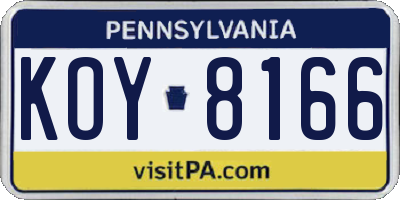 PA license plate KOY8166