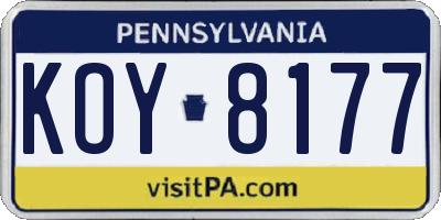 PA license plate KOY8177