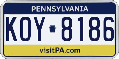PA license plate KOY8186