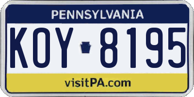 PA license plate KOY8195
