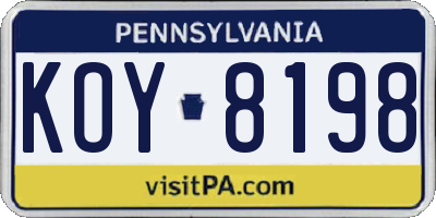 PA license plate KOY8198
