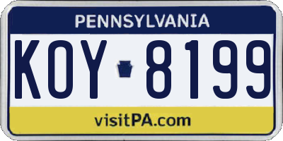 PA license plate KOY8199