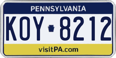 PA license plate KOY8212