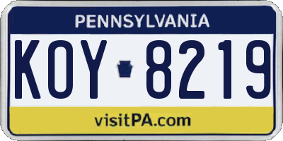 PA license plate KOY8219