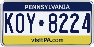 PA license plate KOY8224