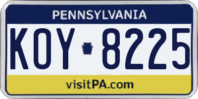 PA license plate KOY8225
