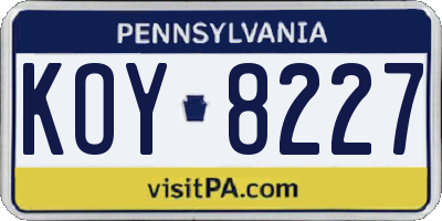 PA license plate KOY8227