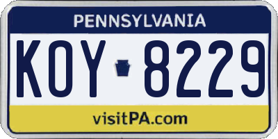 PA license plate KOY8229
