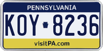 PA license plate KOY8236