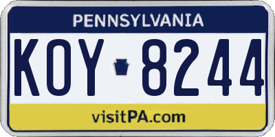 PA license plate KOY8244