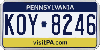 PA license plate KOY8246