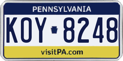 PA license plate KOY8248