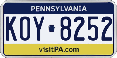 PA license plate KOY8252