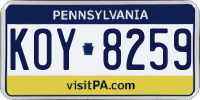 PA license plate KOY8259