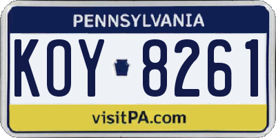 PA license plate KOY8261