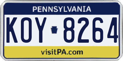 PA license plate KOY8264